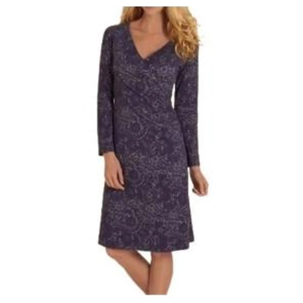 Soft Surroundings Surplice Faux Wrap Dress Women's Size Large Paisley Print
